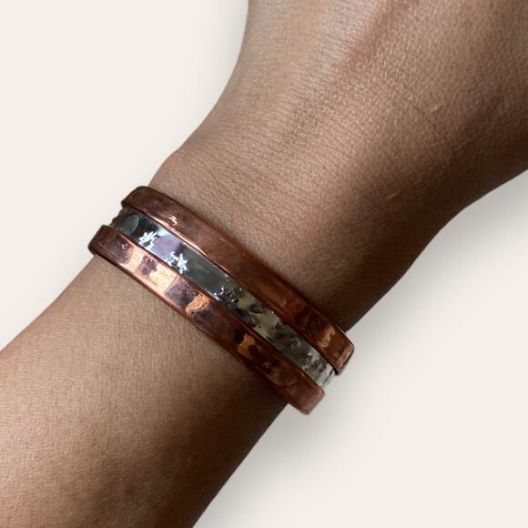 Arthritis Care Fashion Copper Cuff Bracelet w/ Steel Star Detailing - Picture 6 of 6